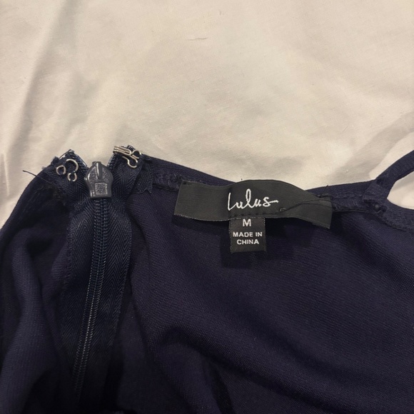 Lulus Navy Blue Bodycon Cocktail Party Midi Dress - M - Picture 4 of 4